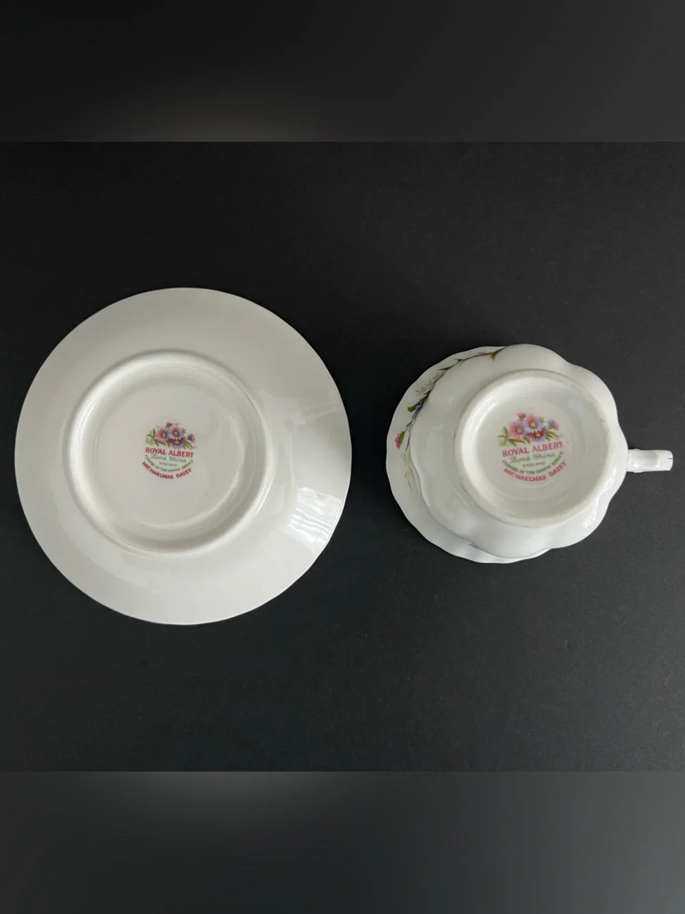 Vintage Royal Albert England Michaelmas Daisy Flower September Tea Cup & Saucer